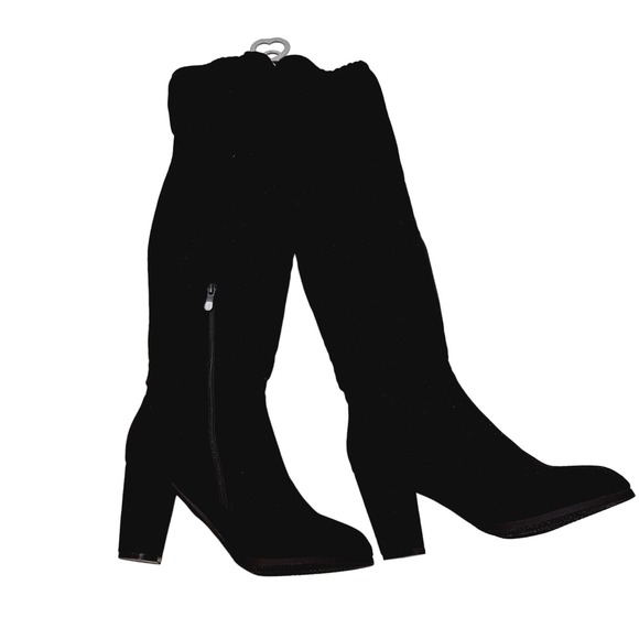 Dream Pairs Black above knee faux suede Lace Tie Back Zip Boots 8 - Picture 1 of 16